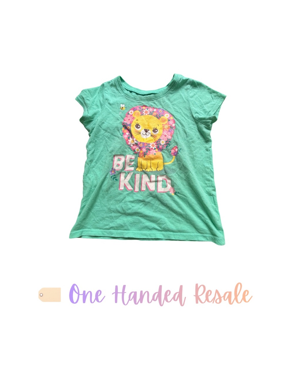 🦁 The Children's Place Kids Mint Green Short Sleeve Lion Be Kind Tee Graphic 4T